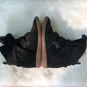 Isabel Marant Women's Black Wedge Heeled Sneakers Sz 39